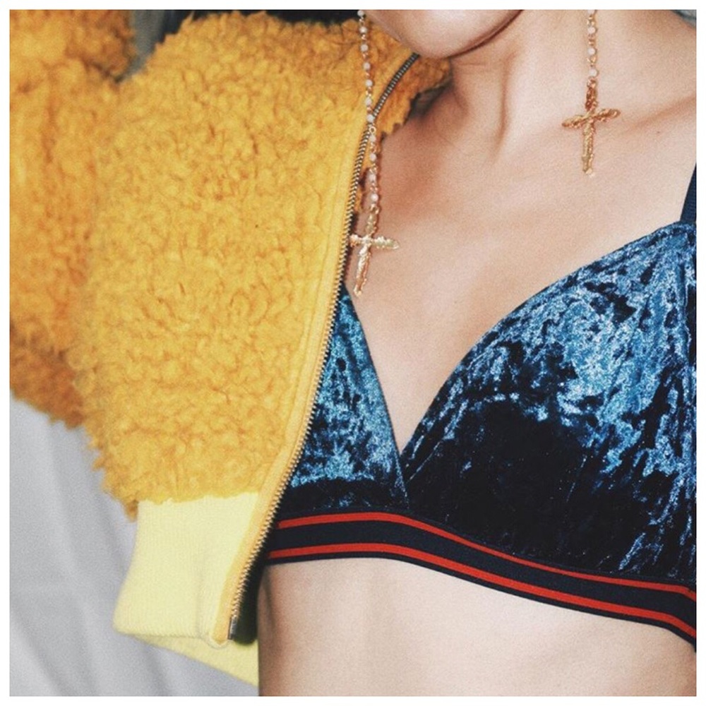 New blue velvet bralette